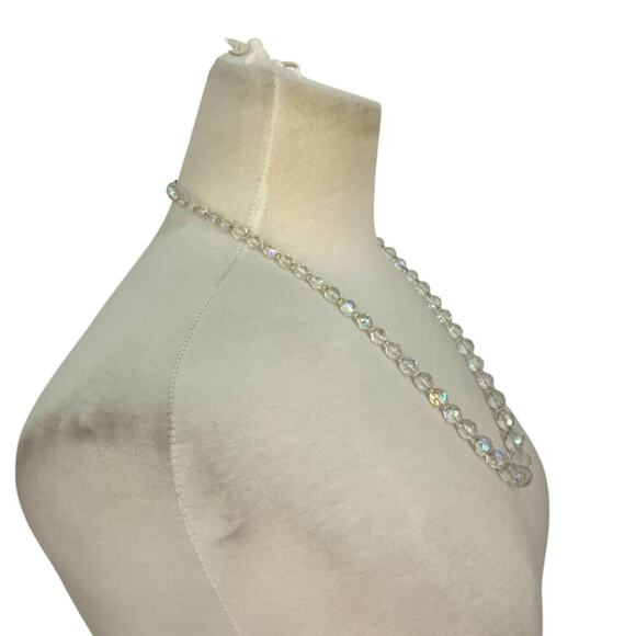 Vintage Clear Iridescent Graduated Bead Necklace - Picture 2 of 4